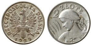 2 Zloty Second Polish Republic (1918 - 1939) Silver 