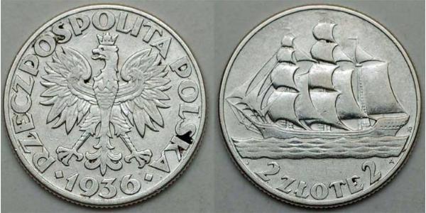 2 Zloty Second Polish Republic (1918 - 1939)  