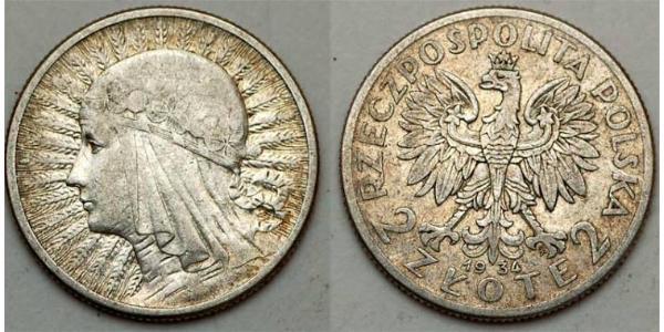 2 Zloty Seconda Repubblica Polacca (1918 - 1939)  