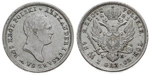 2 Zloty 俄罗斯帝国 (1721 - 1917) 銀 亚历山大一世 (俄国)  (1777-1825)