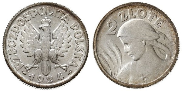 2 Zloty 波兰第二共和国 (1918 - 1939) 銀 