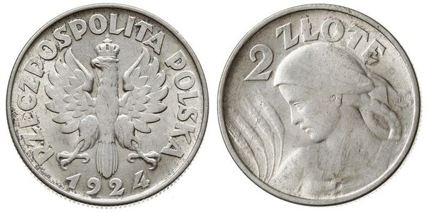 2 Zloty 波兰第二共和国 (1918 - 1939) 銀 