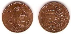 2 Євроцент French Fifth Republic (1958 - ) Мідь/Залізо 