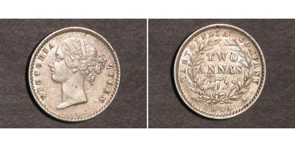2 Анна Британская Ост-Индская компания (1757-1858) / Индия Серебро Виктория (1819 - 1901)