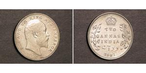 2 Анна Британська Індія (1858-1947) Срібло Едвард VII (1841-1910)