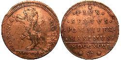 2 Байокко Папская область (752-1870) Бронза Пий VI ( 1717-1799)