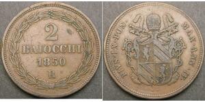 2 Байокко Папская область (752-1870) Медь Пий IX (1792- 1878)