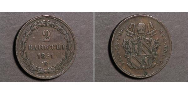 2 Байокко Папская область (752-1870) Медь Пий IX (1792- 1878)