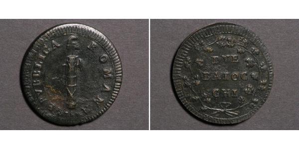 2 Байокко Папская область (752-1870) Медь 