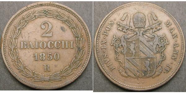 2 Байокко Папская область (752-1870) Медь Пий IX (1792- 1878)