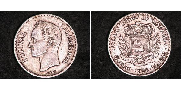 2 Боливар Венесуэла Серебро Simon Bolivar (1783 - 1830)