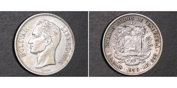 2 Боливар Венесуэла Серебро Simon Bolivar (1783 - 1830)