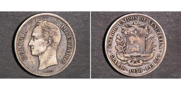 2 Болівар Венесуела Срібло Simon Bolivar (1783 - 1830)