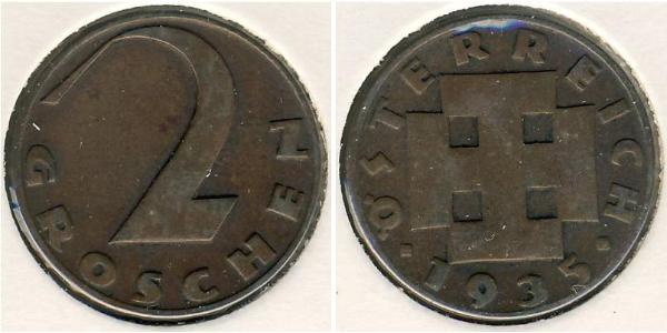 2 Грош Federal State of Austria (1934-1938) Мідь 
