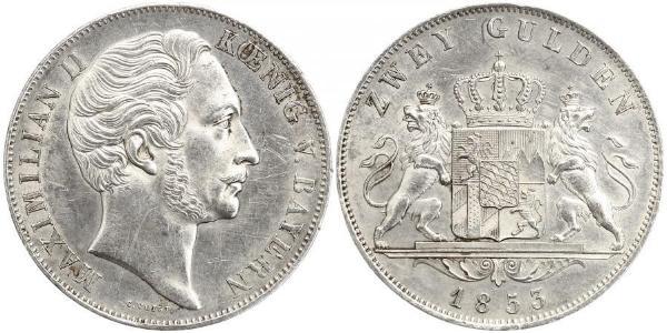 2 Гульден Королевство Бавария (1806 - 1918) Серебро Максимилиан II (король Баварии)(1811 - 1864)