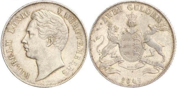 2 Гульден Королевство Вюртемберг (1806-1918) Серебро Вильгельм I (король Вюртемберга)