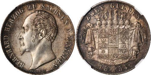 2 Гульден Саксен-Мейнинген (1680 - 1918) Серебро Бернгард II (герцог Саксен-Мейнингена)