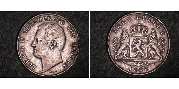 2 Гульден Великое герцогство Гессен (1806 - 1918) Срібло Louis II, Grand Duke of Hesse