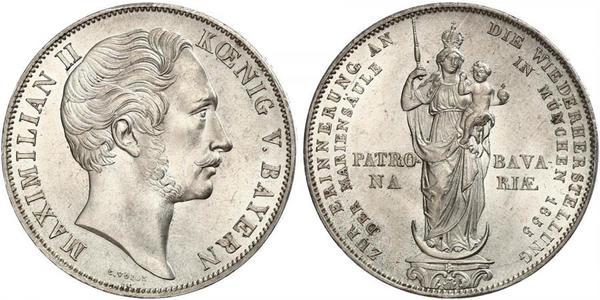 2 Гульден Королівство Баварія (1806 - 1918) Срібло Максиміліан II (король Баварії)(1811 - 1864)