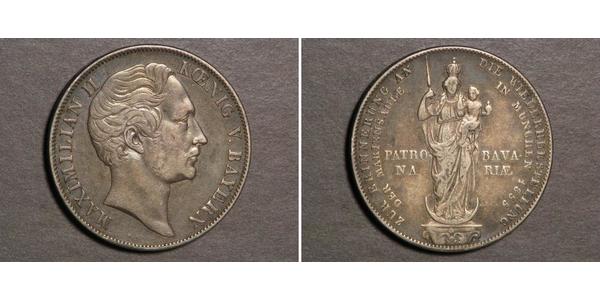 2 Гульден Королівство Баварія (1806 - 1918) Срібло Максиміліан II (король Баварії)(1811 - 1864)