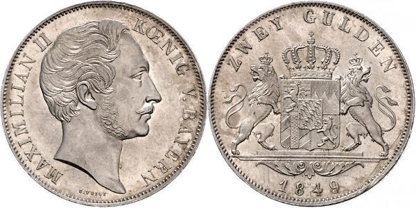 2 Гульден Королівство Баварія (1806 - 1918) Срібло Максиміліан II (король Баварії)(1811 - 1864)