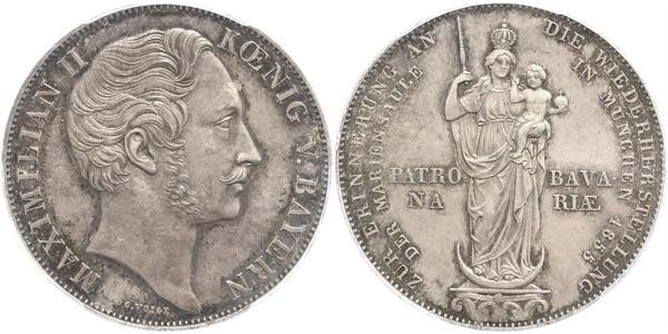 2 Гульден Королівство Баварія (1806 - 1918) Срібло Максиміліан II (король Баварії)(1811 - 1864)