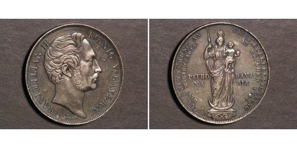 2 Гульден Королівство Баварія (1806 - 1918) Срібло Максиміліан II (король Баварії)(1811 - 1864)
