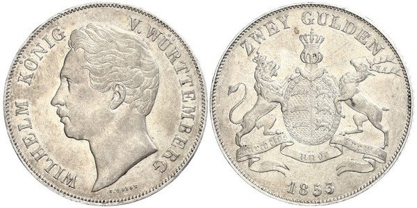 2 Гульден Королівство Вюртемберг Срібло William I of Württemberg