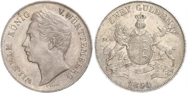 2 Гульден Королівство Вюртемберг Срібло William I of Württemberg