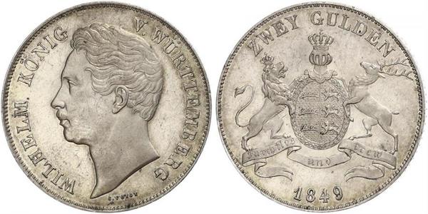 2 Гульден Королівство Вюртемберг Срібло William I of Württemberg
