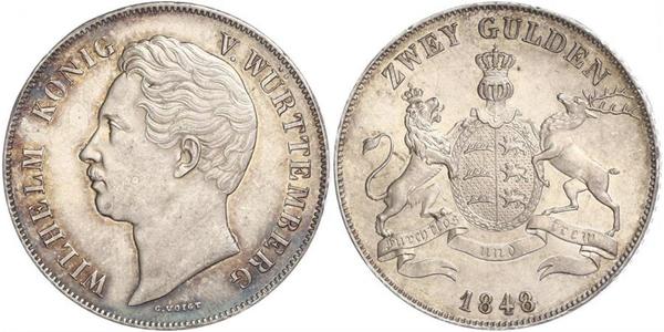 2 Гульден Королівство Вюртемберг Срібло William I of Württemberg