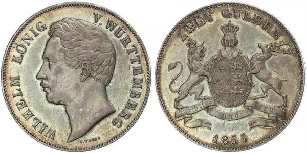 2 Гульден Королівство Вюртемберг Срібло William I of Württemberg