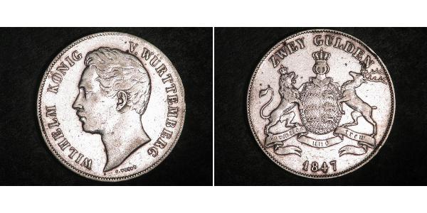 2 Гульден Королівство Вюртемберг Срібло William I of Württemberg