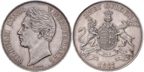2 Гульден Королівство Вюртемберг Срібло William I of Württemberg