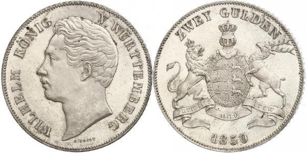 2 Гульден Королівство Вюртемберг Срібло William I of Württemberg