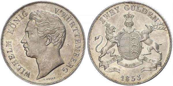 2 Гульден Королівство Вюртемберг Срібло William I of Württemberg