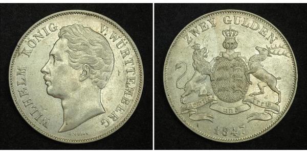 2 Гульден Королівство Вюртемберг Срібло William I of Württemberg