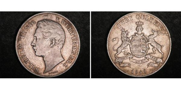 2 Гульден Королівство Вюртемберг Срібло William I of Württemberg