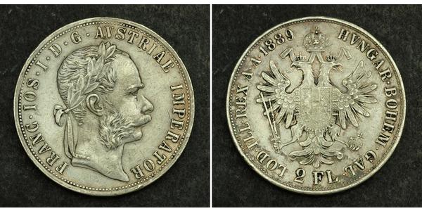 2 Гульден / 2 Флорин Австро-Венгрия (1867-1918) Серебро Франц Иосиф I (1830 - 1916)
