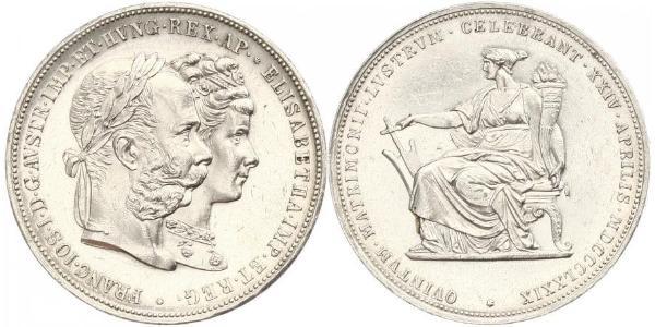 2 Гульден / 2 Флорин Королевство Венгрия (1000-1918) / Австрийская империя (1804-1867) Серебро Франц Иосиф I (1830 - 1916)