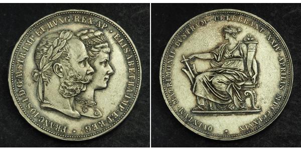 2 Гульден / 2 Флорин Королевство Венгрия (1000-1918) / Австрийская империя (1804-1867) Серебро Франц Иосиф I (1830 - 1916)
