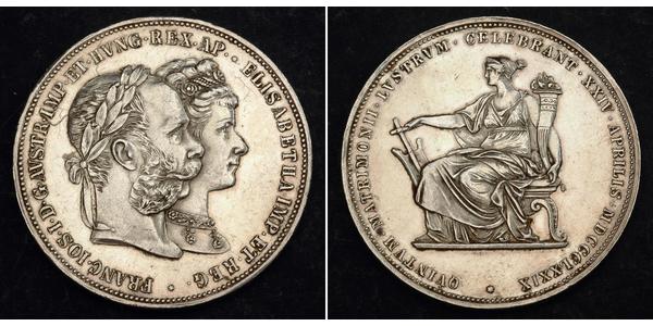2 Гульден / 2 Флорин Королевство Венгрия (1000-1918) / Австрийская империя (1804-1867) Серебро Франц Иосиф I (1830 - 1916)