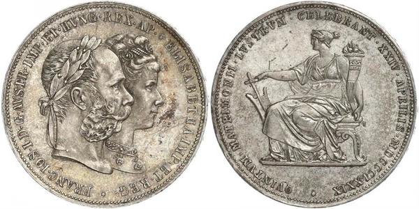2 Гульден / 2 Флорин Королевство Венгрия (1000-1918) / Австрийская империя (1804-1867) Серебро Франц Иосиф I (1830 - 1916)