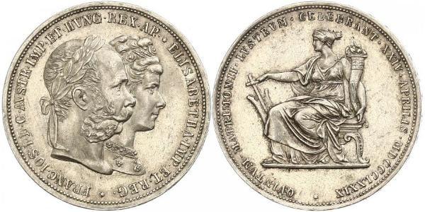 2 Гульден / 2 Флорін Королiвство Угорщина (1000-1918) / Австрійська імперія (1804-1867) Срібло Франц Иосиф I (1830 - 1916)