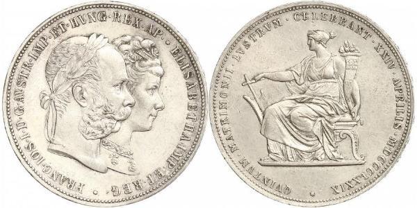 2 Гульден / 2 Флорін Королiвство Угорщина (1000-1918) / Австрійська імперія (1804-1867) Срібло Франц Иосиф I (1830 - 1916)