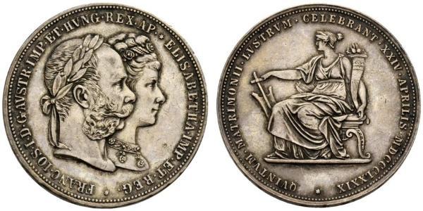 2 Гульден / 2 Флорін Королiвство Угорщина (1000-1918) / Австрійська імперія (1804-1867) Срібло Франц Иосиф I (1830 - 1916)