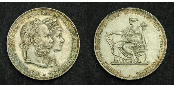 2 Гульден / 2 Флорін Королiвство Угорщина (1000-1918) / Австрійська імперія (1804-1867) Срібло Франц Иосиф I (1830 - 1916)