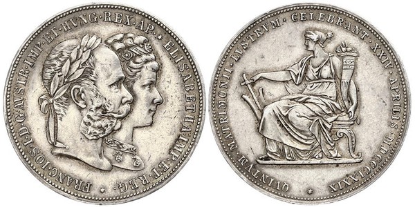 2 Гульден / 2 Флорін Королiвство Угорщина (1000-1918) / Австрійська імперія (1804-1867) Срібло Франц Иосиф I (1830 - 1916)