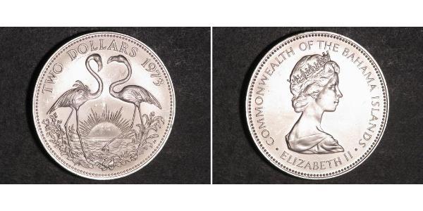 2 Долар Багамські о-ви Срібло Єлизавета II (1926-2022)