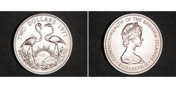 2 Долар Багамські о-ви Срібло Єлизавета II (1926-2022)